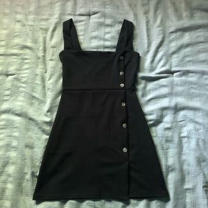 Petite Mock Horn Button Square Neck Shift Dress